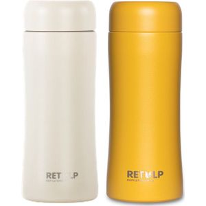 Retulp Tumbler - Thermosbeker - Thermosfles - 300 ml - Koffiebeker - RVS - Drinkflessen 2 Stuks - Geel