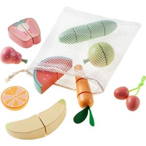 howa Houten Speelgoed Snijset ""Fruit en Groenten"" met Snijplank, Mes, Net en Doos 13-delig 4891