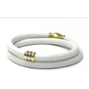 Nieuw! Jolla - dames armband zilver - leer - magneetsluiting - bedels - tweekleurig - Golden Touch - Wit