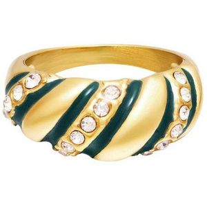 Ring -statement swirl- Green & Gold -16-yehwang