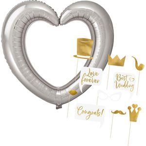 Foto prop set - bruiloft/vrijgezellenfeest - 11-delig - photo booth accessoires - trouwen/jubileum