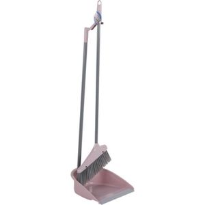 Lifetime clean Stoffer en Blik - Lange Steel - Rubber rand - Roze - Gemakkelijk en Rugvriendelijk