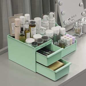 FURNIBELLA-Luxe Make-up & Cosmetica Organizer met Laden – Grote Opbergbox voor Wastafel, Make-uptafel, Badkamer & Slaapkamer – Multifunctionele Organizer voor Make-up en Verzorgingsproducten_GROEN