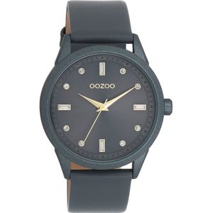 OOZOO Timepieces - Rook grijze OOZOO horloge met rook grijze leren band - C11289