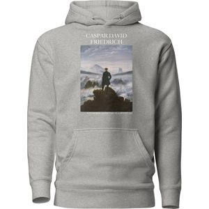 Caspar David Friedrich 'De Wandelaar boven de Nevelzee' (""Wanderer Above the Sea of Fog"") Beroemd Schilderij Hoodie | Unisex Premium Kunst Hoodie | Carbon Grey | XL