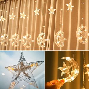 Led-lichtsnoer voor decoratie - (20% korting als je er 2 koopt) OP=OP - werkt op stoom - StopcontactLed- 3 m ster - maan - lichtgordijn 8 modi - lichtketting - voor binnen en buiten - voor balkon - bruiloft - feest - Halloween