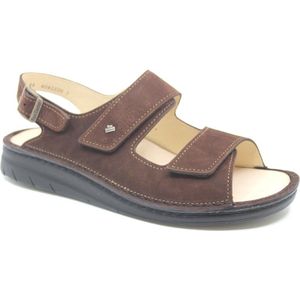 Finn Comfort, BENIN, 01452-751432, Bruine heren sandalen met klittenband sluiting