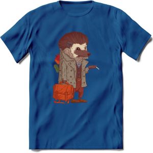 Casual egel T-Shirt Grappig | Dieren herfst Kleding Kado Heren / Dames | Animal Skateboard Cadeau shirt - Donker Blauw - L