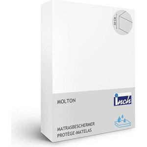 Inch Matrasbeschermer - Molton - (hoekhoogte 30 cm ) White - B 140 x L 200 cm - 2-persoons Luchtdoorlatend/Waterdicht/Antibacterieel/Antihuisstofmijt - Geschikt voor Standaard Matras/Boxspring/Matras + Topper - DHFLAEG140200-B 140 x L 200 cm