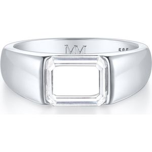 Portraitix - 14k Witgouden Heren Portrait Geslepen Moissanite Ring