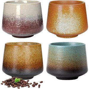 4-delige set cappuccinokopjes 190 ml keramische espressokopjes mini-espressokopjes aardewerk koffiekopjes voor Macchiato espresso mokka