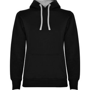 Zwarte dames Hoodie met Grijze binnenzijde capuchon en koord Urban merk Roly maat XL