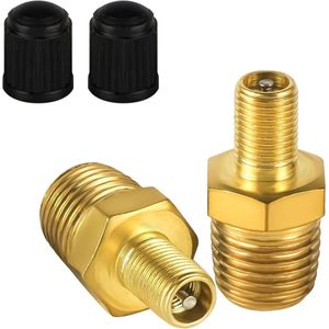 Messing Luchtinflatoradapter 1/4"" NPT (M) Naar Standaardventiel voor Schrader (M) Bandeninflatorconnector Ventieladapter voor Presta Luchtcompressor Draagbare Luchtslang Luchthouder - 2 stuks