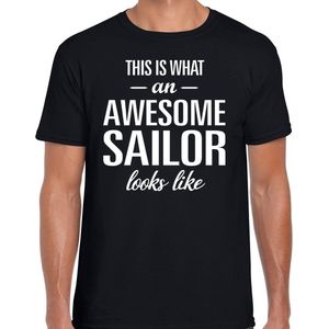 Awesome Sailor / geweldige matroos cadeau t-shirt zwart - heren -  kado / verjaardag / beroep shirt M