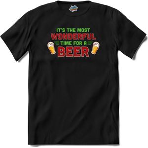 It's the most wonderful time for a beer - foute bier kersttrui - T-Shirt - Meisjes - Zwart - Maat 12 jaar