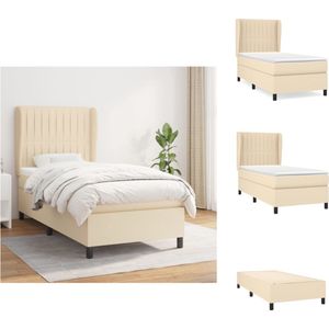 vidaXL Boxspringbed - Pocketvering 90x190cm - Crème - Verstelbaar hoofdbord - Bed