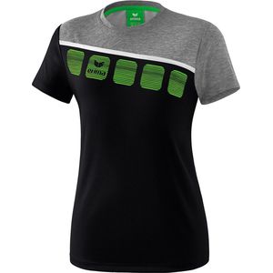 Erima Teamline 5-C T-Shirt Dames Zwart-Grijs Melange-Wit Maat 40