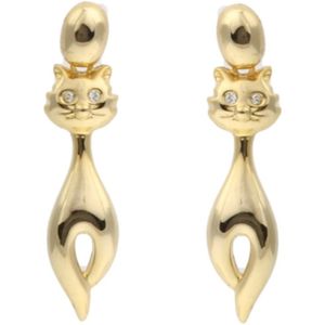 Behave Oorbellen dames – goud kleurig - oorhangers – oorstekers – kat vorm