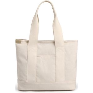 Canvas Tote Bag Lichtgewicht Schoudertas voor Vrouwen - Hippe Handtas Tote bag met rits