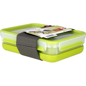 Clip & Go lunchbox, 1,2 l, met 3 inzetstukken en borden, to-go, 100% dicht, frisse afdichting