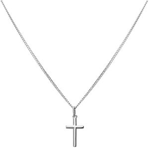 Lucardi Dames Zilveren ketting met hanger kruis - Ketting - 925 Zilver - Zilverkleurig - 45 cm