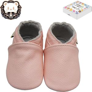 Somic Babyschoenen Jongens Leer - Baby Schoenen Meisjes Zachte Zool - Babyschoentjes Meisje Flexibele Zool - Antislip Eerste Loopschoentjes -Zachte Leren - maat S – 0-6 maanden - 11 cm - Roze
