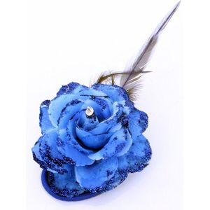 Blauwe bloem op speld - Verkleed of decoratie bloemen