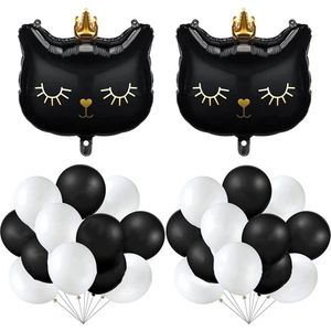 Fancy Cat zwart goud wit 26-delig ballon pakket - ballon - poes - kat - poezen ballon - katten decoratie - huisdier
