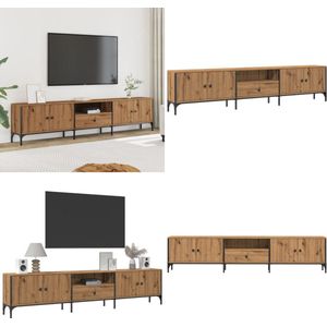 vidaXL Tv-meubel met lade 200x25x44 cm bewerkt hout artisanaal eiken - Tv-meubel - Tv-meubels - Tv-meubel -tv-meubel