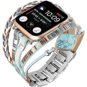 Apple Watch Bohemian Indian style horloge bandje 42/44/45 mm leer en kralen