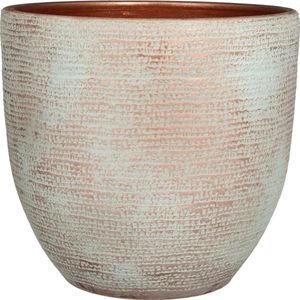 Mica Decorations - Plantenpot/bloempot - terracotta - koper/wit flakes relief- D39/H36 cm