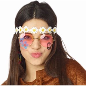 Carnaval/festival hippie flower power hoofdband met madeliefjes - Verkleed accessoires