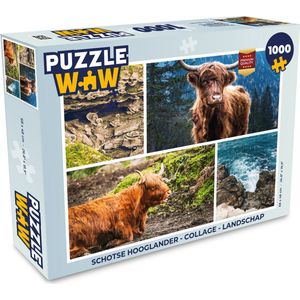 Puzzel Schotse hooglander - Collage - Landschap - Legpuzzel - Puzzel 1000 stukjes volwassenen