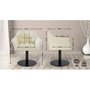 CLP Damaso Loungestoel - Binnen - Met armleuning - Eetkamerstoel Metaal frame - creme Kunstleer