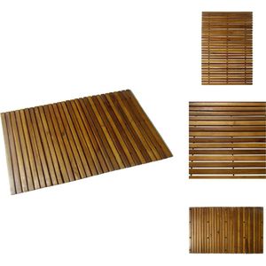 vidaXL Houten badmat Badkameraccessoires - 80 x 50 cm - Anti-slip - Badkameraccessoireset