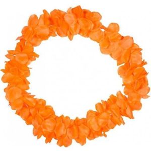 Toppers - Set van 12x stuks hawaii bloemen slingers neon oranje - Oranje fans artikelen - Koningsdag