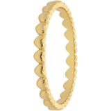 Lucardi Dames Zilveren goldplated ring met hartjes - Ring - 925 Zilver - Goudkleurig - 18 / 57 mm