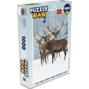 Puzzel Hert - Dieren - Sneeuw - Winter - Landschap - Natuur - Legpuzzel - Puzzel 1000 stukjes volwassenen