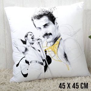 Allernieuwste® Kussen Freddie Mercury Queen - Kussenhoes polyester peach skin Perzikhuid - Queen Kussenovertrek - Kleur 45 x 45 cm