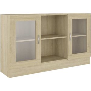 vidaXL - Vitrinekast - 120x30,5x70 - cm - bewerkt - hout - sonoma - eikenkleurig