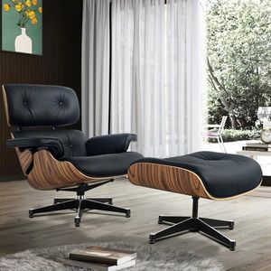 Lounge stoel binnen - lounge fauteuil met armleuningen - relax stoel - Retro design - met hocker