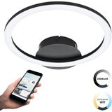 EGLO connect.z Parrapos-Z Smart Plafondlamp - 34 cm - Zwart/Wit - Instelbaar wit licht - Dimbaar - Zigbee