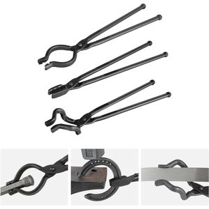 Smederij Tang, 458mm 3-Delige Set, V-Bit, Wolfbek en Z-V-Bit Tang, Koolstofstaal Smederij Tang met A3 Stalen Klinknagels voor Beginners en Professionals
