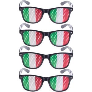 4x stuks zwarte Italie vlag bril voor volwassenen - Supporters verkleed accessoires