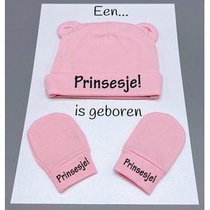 kraamcadeau brievenbus - baby muts - baby handschoenen - rechtstreekse verzending - geboorte - prinsesje
