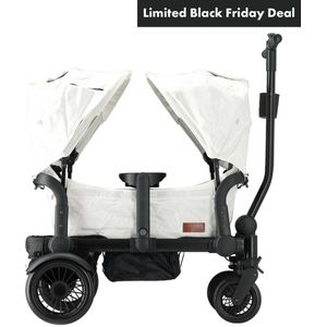 Deryan Lebere Luxe bolderkar - Duo buggy - tandem buggy - opvouwbaar - inklapbare bolderwagen - duo kinderwagen - Cream