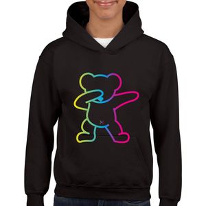 DAB - Kinder Hoodie - Zwart - Maat 146/152 - Hoodie leeftijd 11 tot 12 jaar - Trui - hoodie Cadeau - Shirt cadeau - Quotes - Zwarte Hoodie met Dab beer