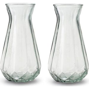 Jodeco Bloemenvazen - 2x stuks - Stijlvol model - helder/transparant glas - H24 x D13.5 cm