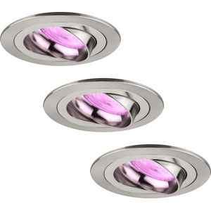 Ledvion Smart LED inbouwspot RVS - Tokyo - Smart WiFi - Dimbaar - RGB+CCT - 3 pack