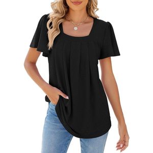 jouw Zomerse dames tuniek met ruches en korte mouwen in losse pasvorm - comfortabele blouse voor S-XXL maten met vloeiende stof.